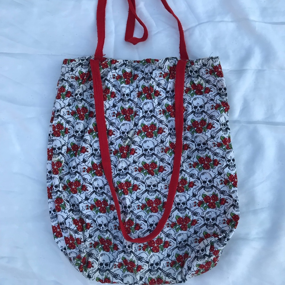 Floral skull tote
